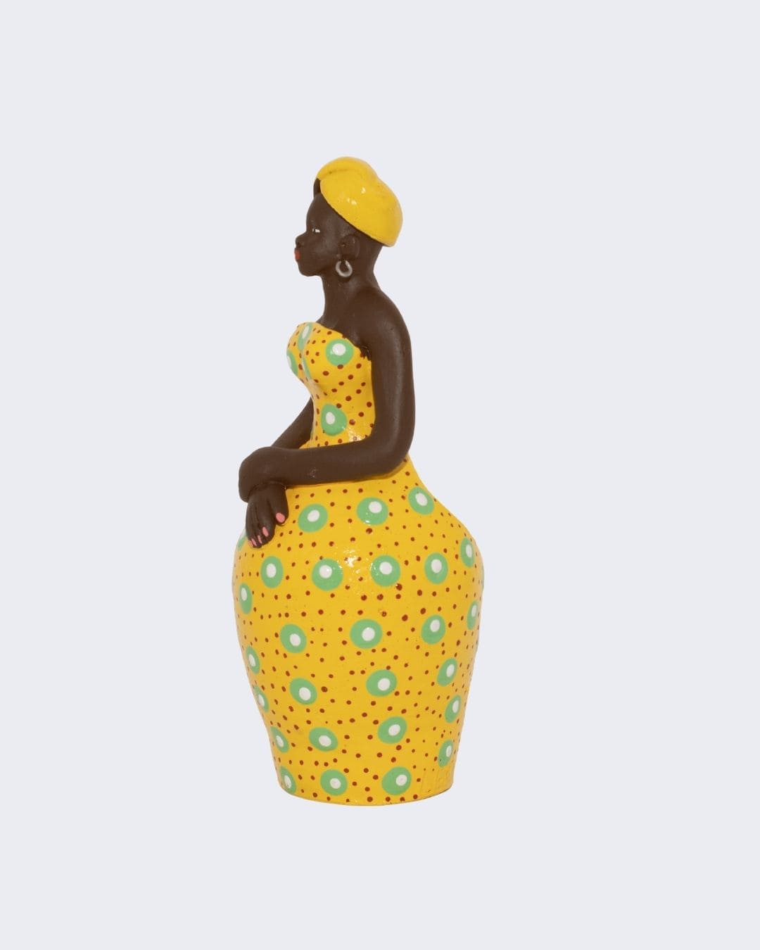 Escultura Dondoca tradicional Porta Lápis em Cerâmica Amarelo