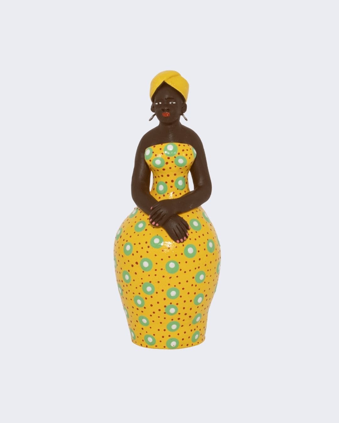 Escultura Dondoca tradicional Porta Lápis em Cerâmica Amarelo