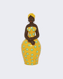 Escultura Dondoca tradicional Porta Lápis em Cerâmica Amarelo