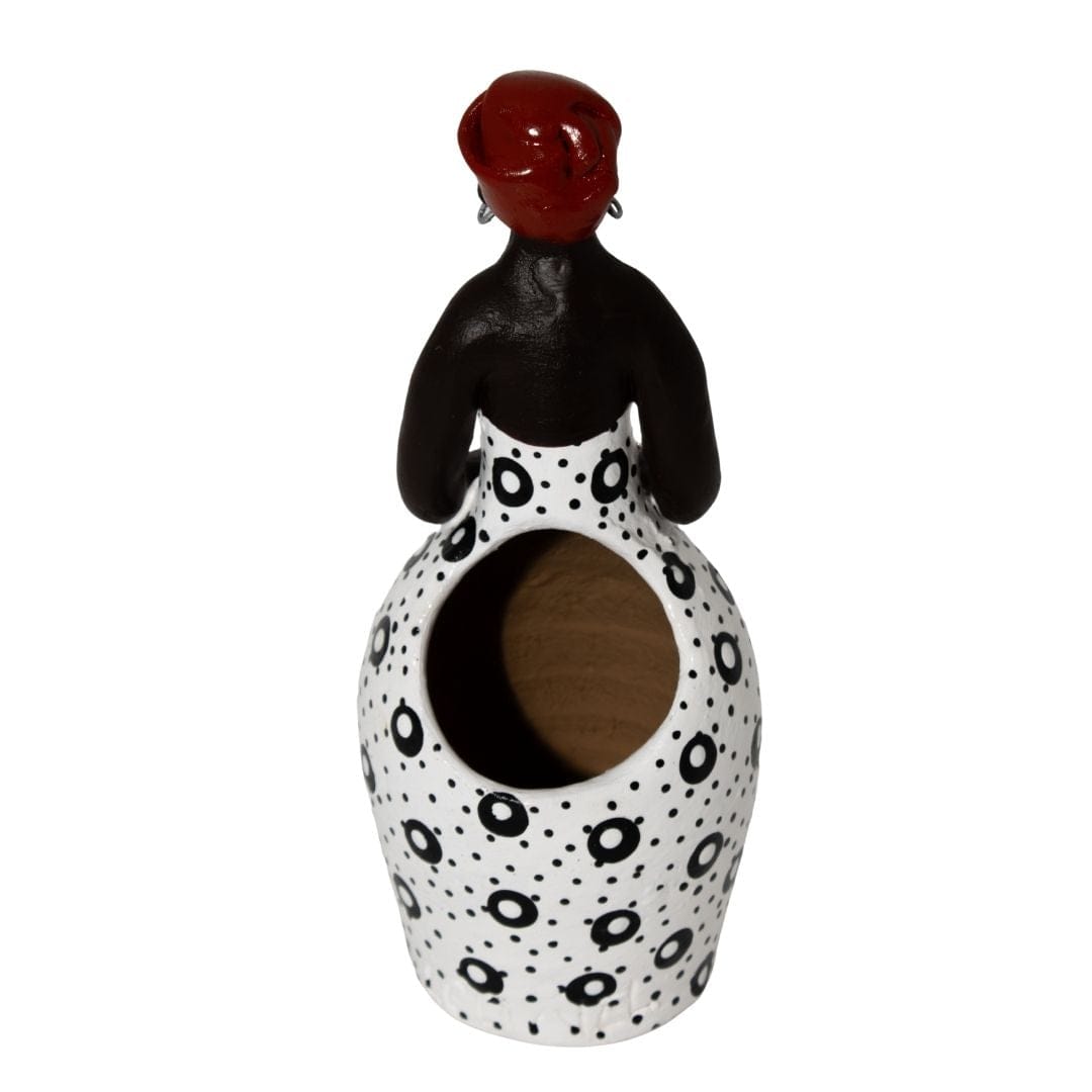 Escultura Dondoca tradicional Porta Lápis em Cerâmica Branca