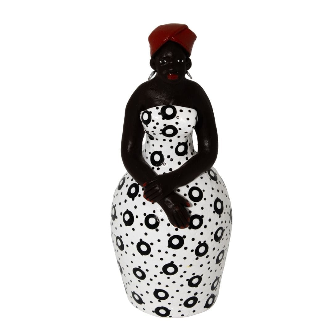 Escultura Dondoca tradicional Porta Lápis em Cerâmica Branca