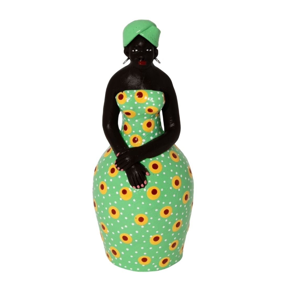 Escultura Dondoca tradicional porta Lápis em Cerâmica Verde