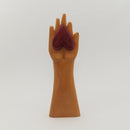 Escultura Ex-voto Coração na Mão em Madeira