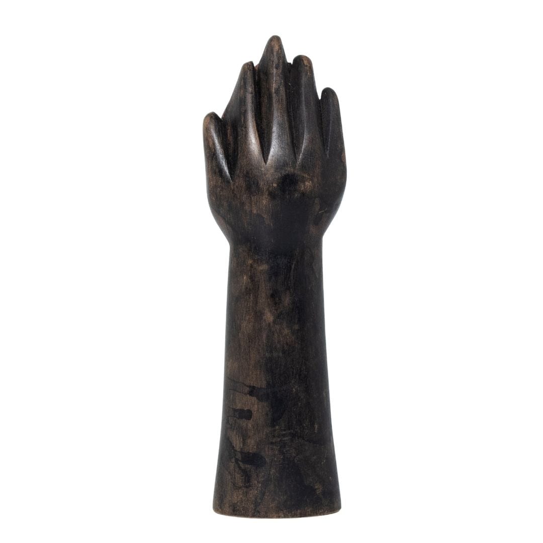 Escultura Ex-voto Mão com Coração Partido em Madeira