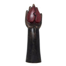 Escultura Ex-voto Mão com Coração Partido em Madeira