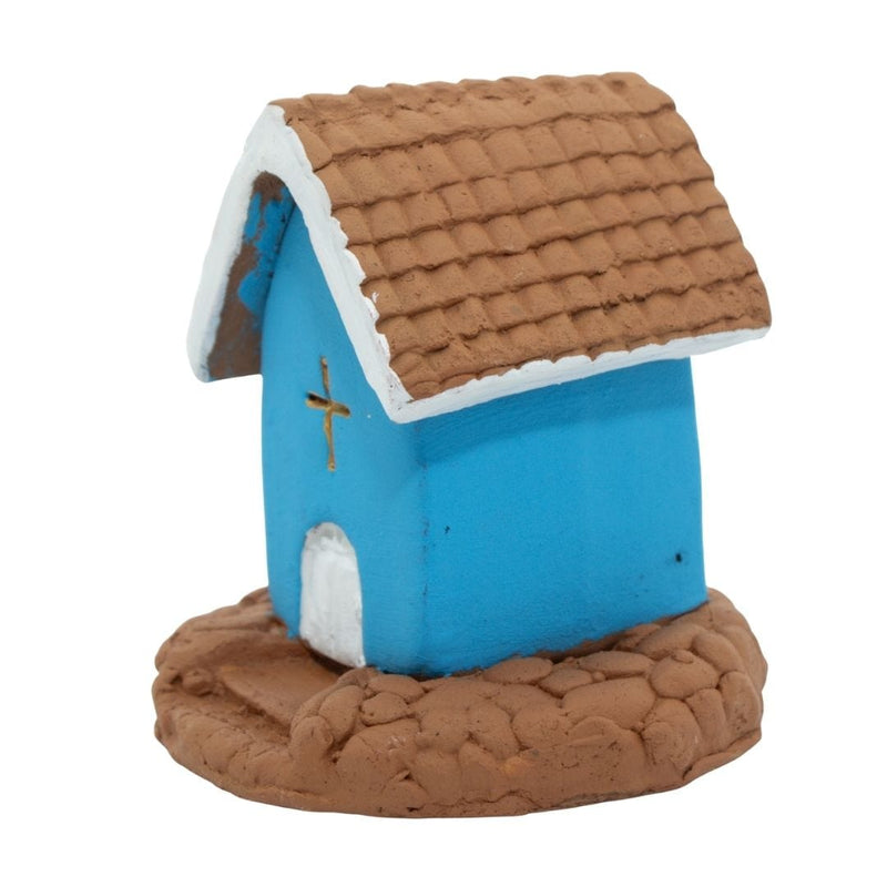 Escultura Miniatura Igrejinha Azul