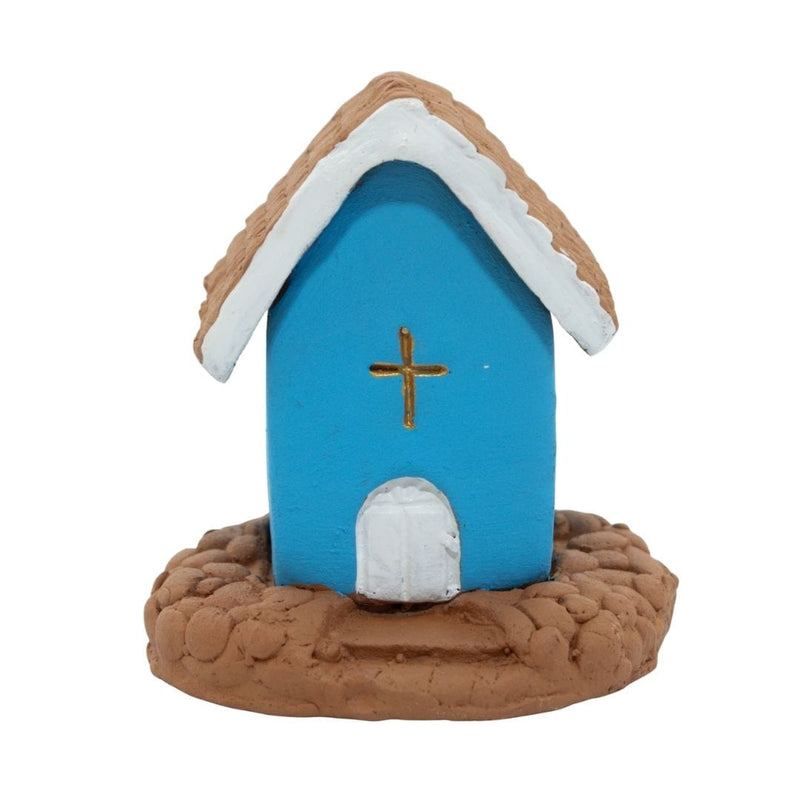 Escultura Miniatura Igrejinha Azul