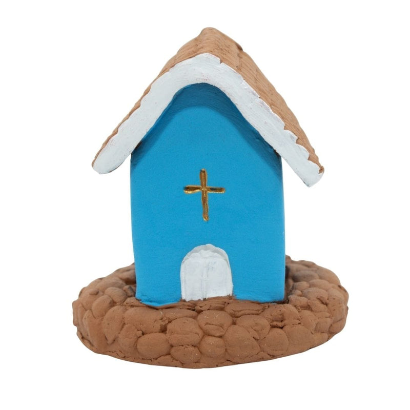 Escultura Miniatura Igrejinha Azul