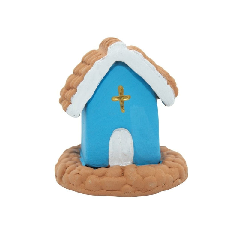 Escultura Miniatura Igrejinha Azul