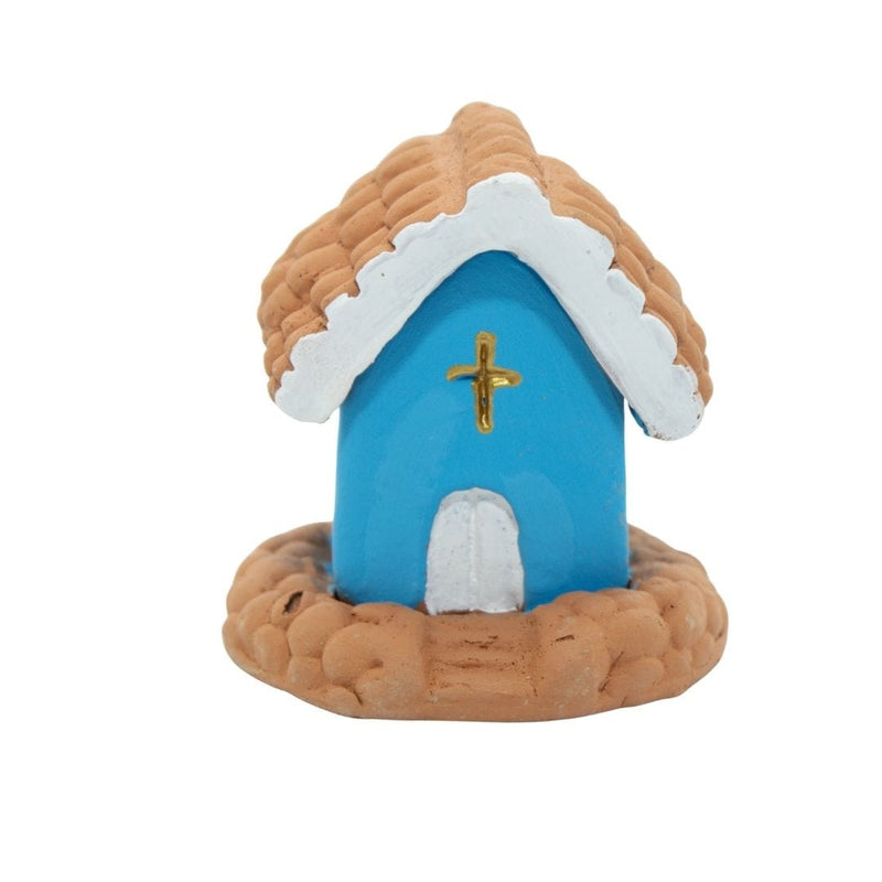 Escultura Miniatura Igrejinha Azul