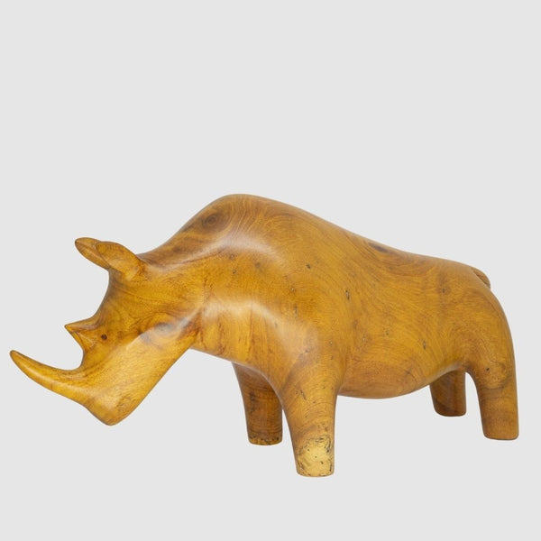 Escultura Rinoceronte em Madeira