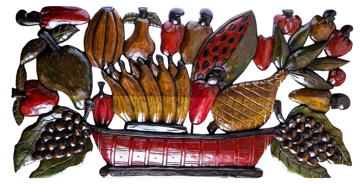 Figura Fruteira Entalhada na Madeira 60 x 120 cm