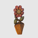 Figura Vaso com Flor Entalhada na Madeira 08