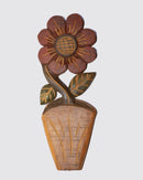 Figura Vaso com Flor G Entalhada na Madeira 13