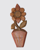 Figura Vaso com Flor G Entalhada na Madeira 15