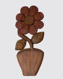 Figura Vaso com Flor G Entalhada na Madeira 17