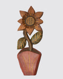 Figura Vaso com Flor P Entalhada na Madeira 02