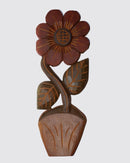 Figura Vaso com Flor P Entalhada na Madeira 03