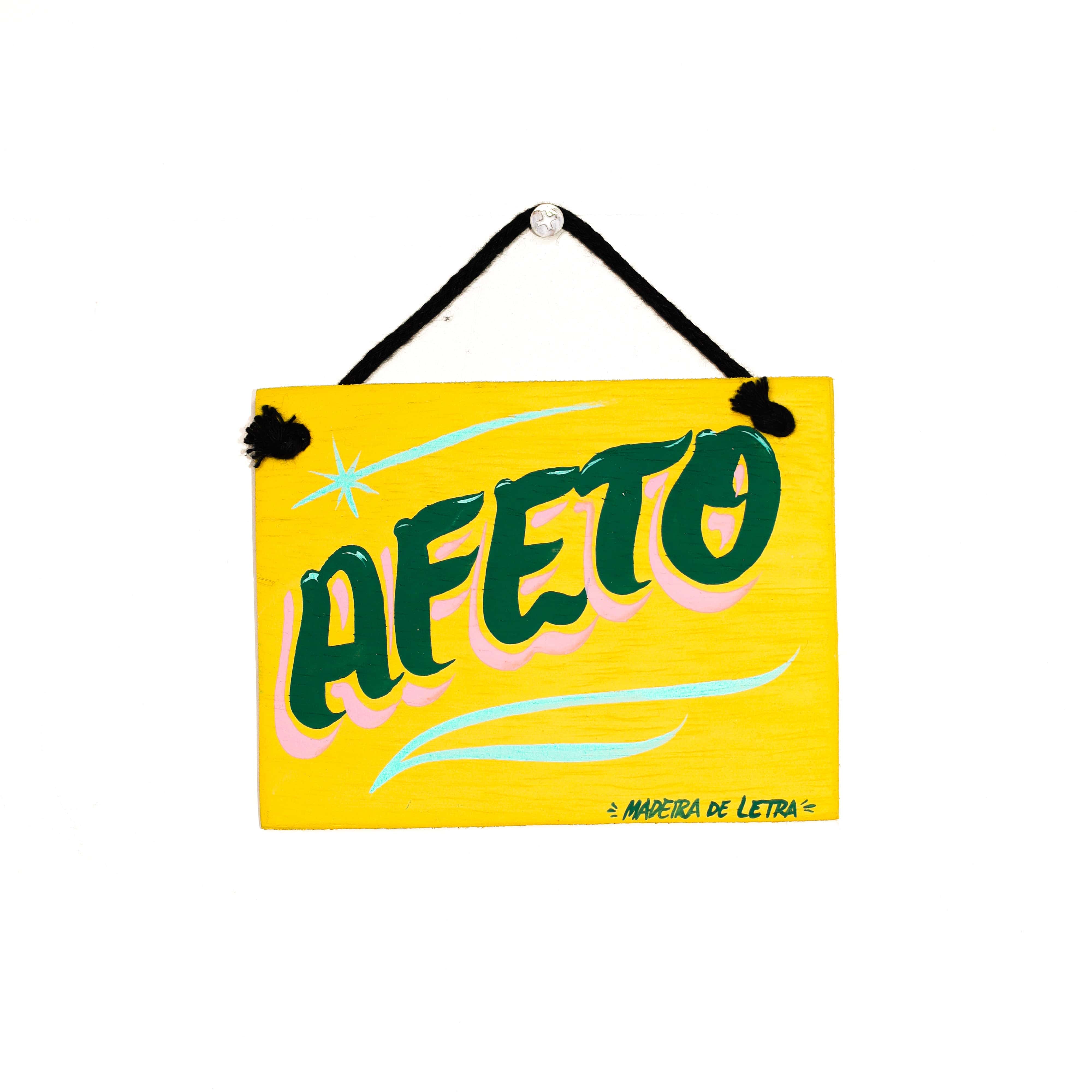 Placa Afeto em Madeira 13x10