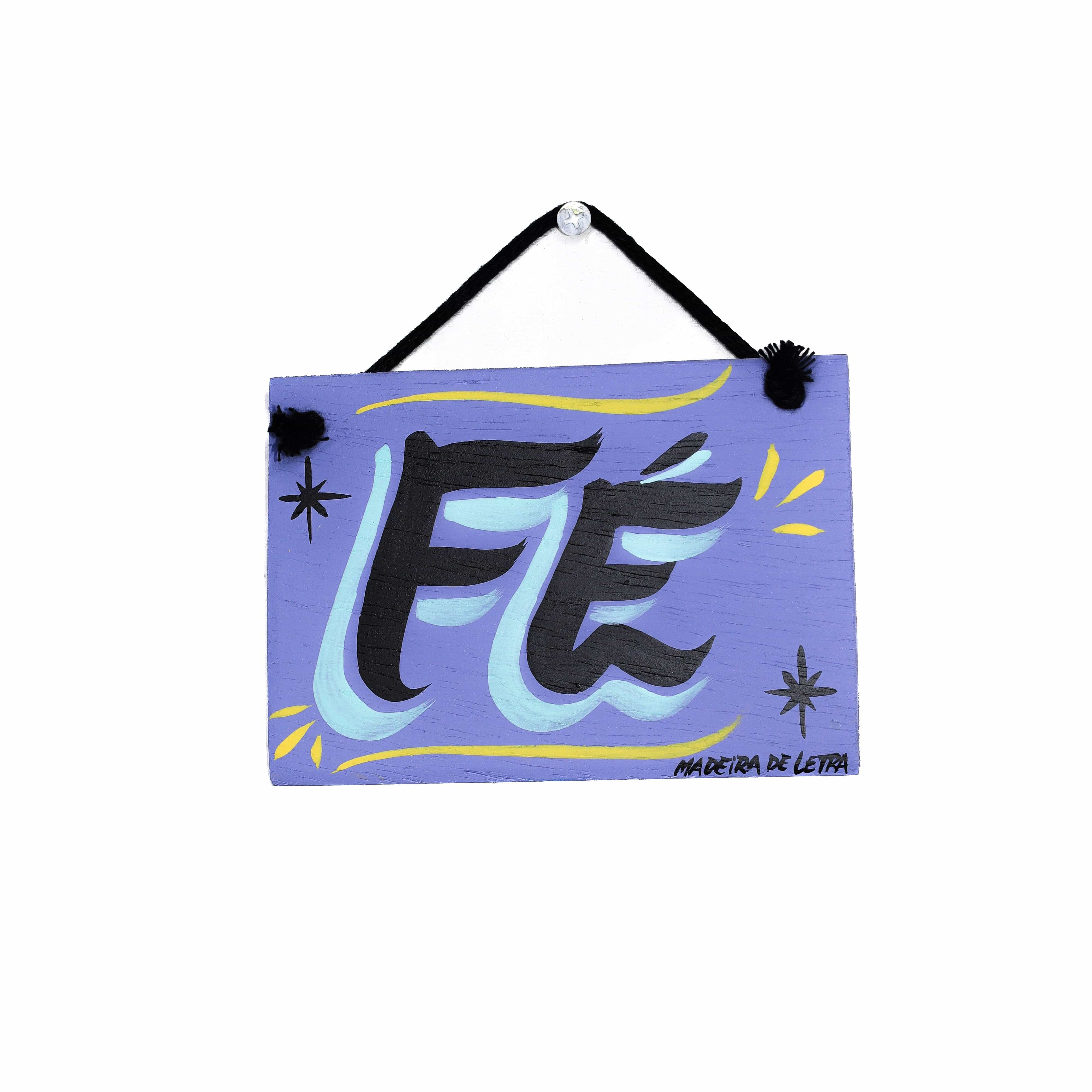 Placa Fé em Madeira 13x10