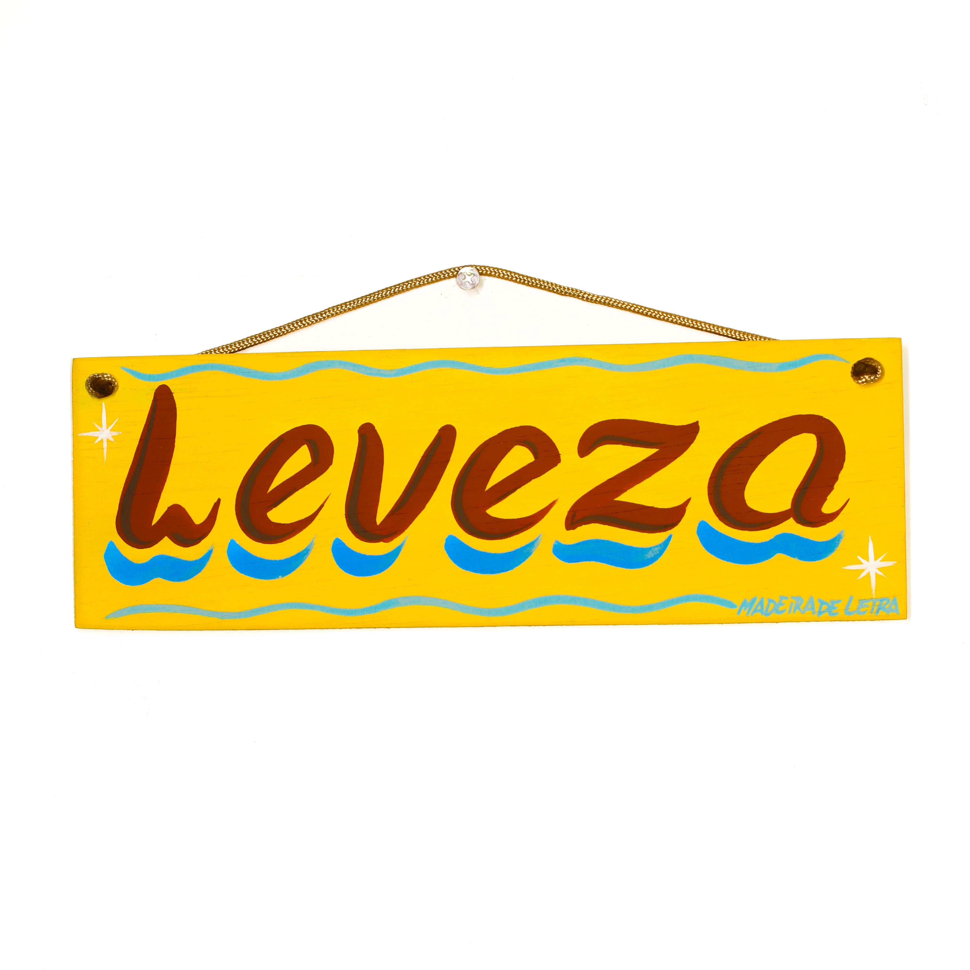Placa Leveza em Madeira 27X09