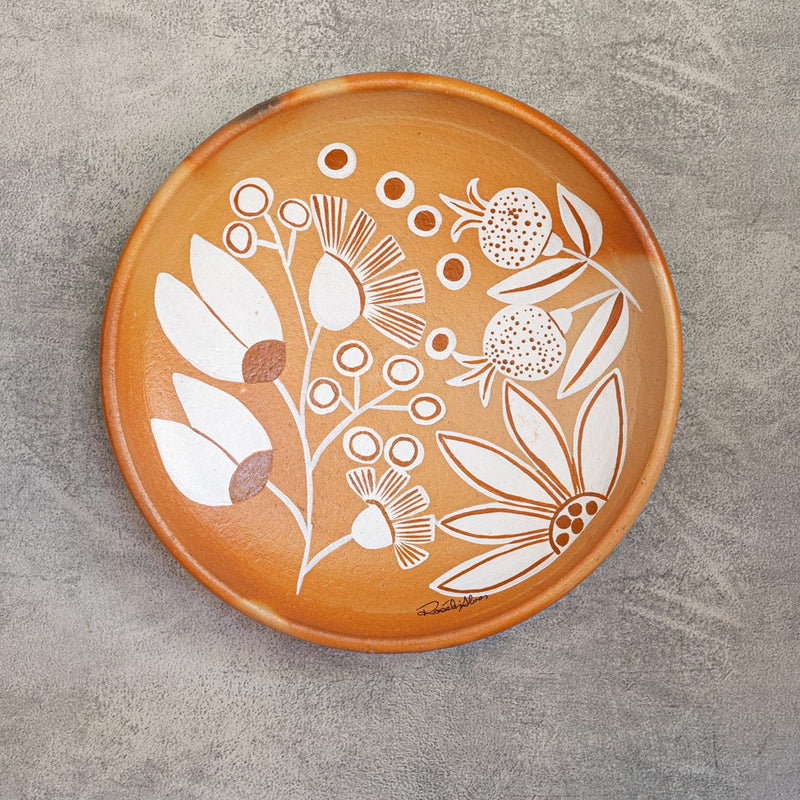 Prato de Cerâmica com Pintura Floral 28 cm