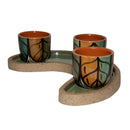 Trio Meia Lua com 3 Copos em Cerâmica