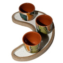 Trio Meia Lua com 3 Copos em Cerâmica