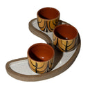 Trio Meia Lua com 3 Copos em Cerâmica