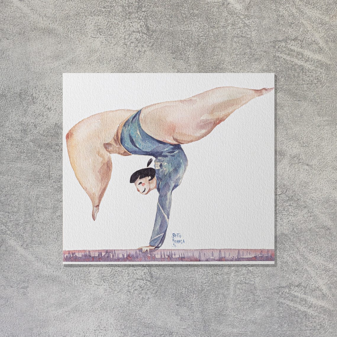 Pintura em Aquarela A Ginasta 20 x 21,9 cm