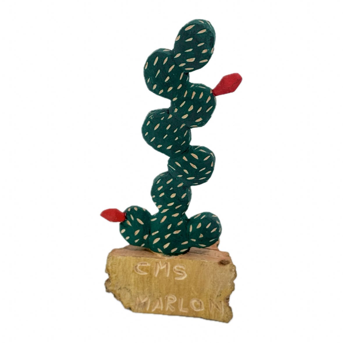 Escultura Cacto Talhado na Madeira CMS M 05