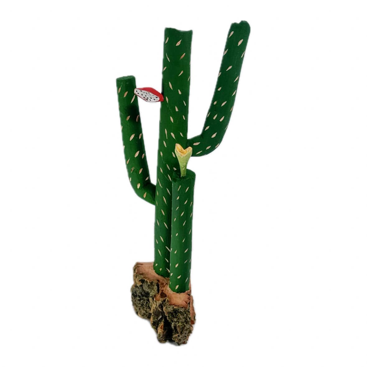 Escultura Cacto Talhado na Madeira CMS M 06