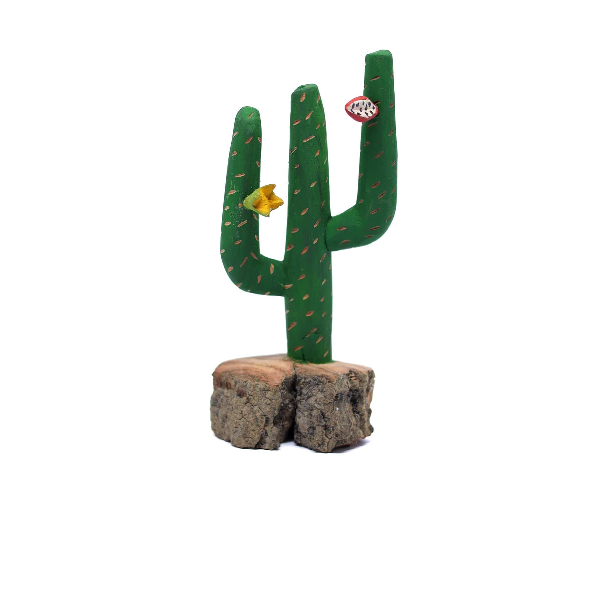Escultura Cacto Talhado na Madeira CMS M 08