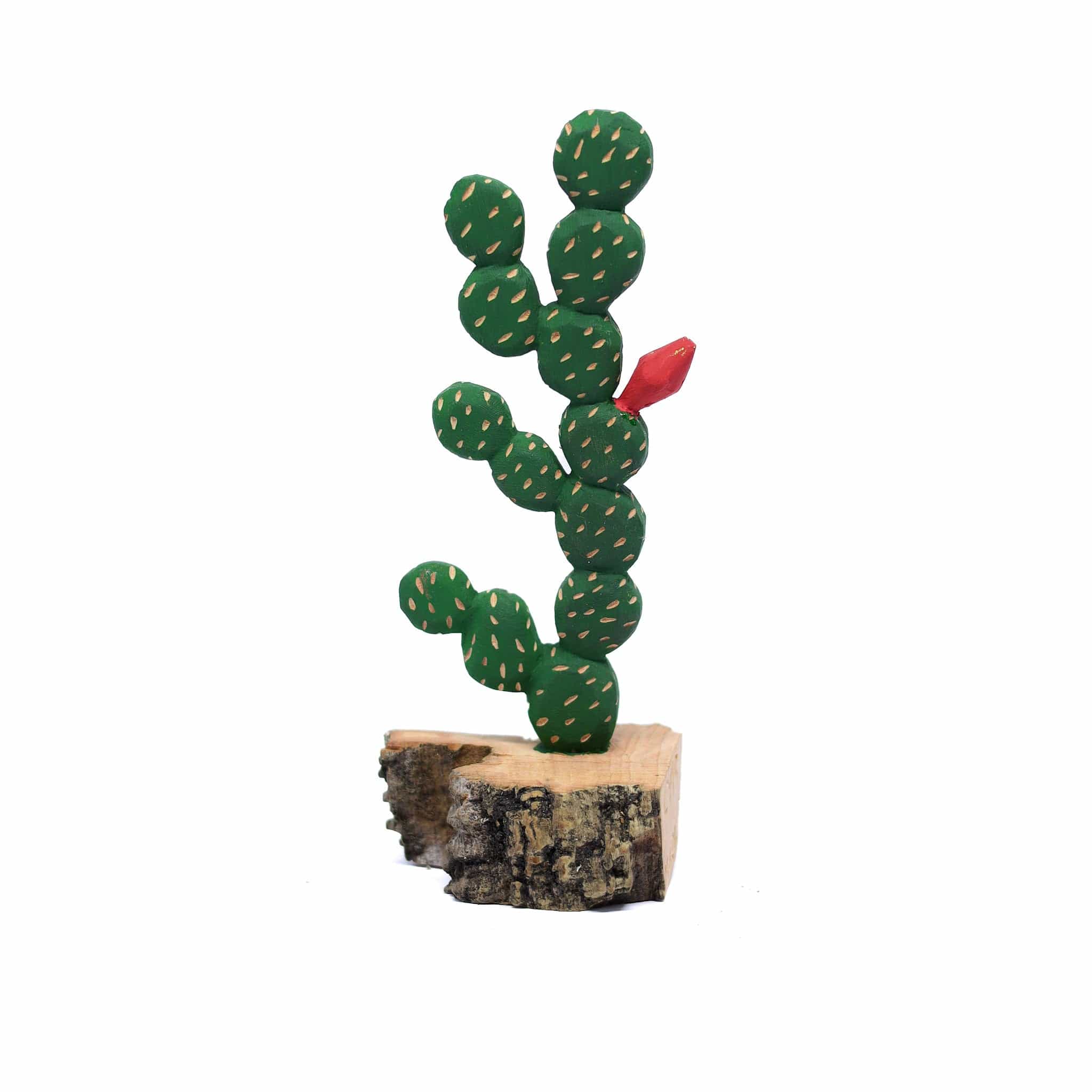 Escultura Cacto Talhado na Madeira CMS M 09