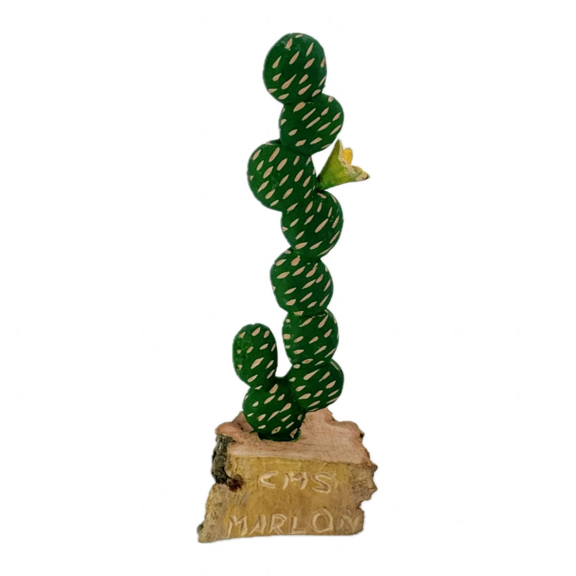 Escultura Cacto Talhado na Madeira CMS P 03