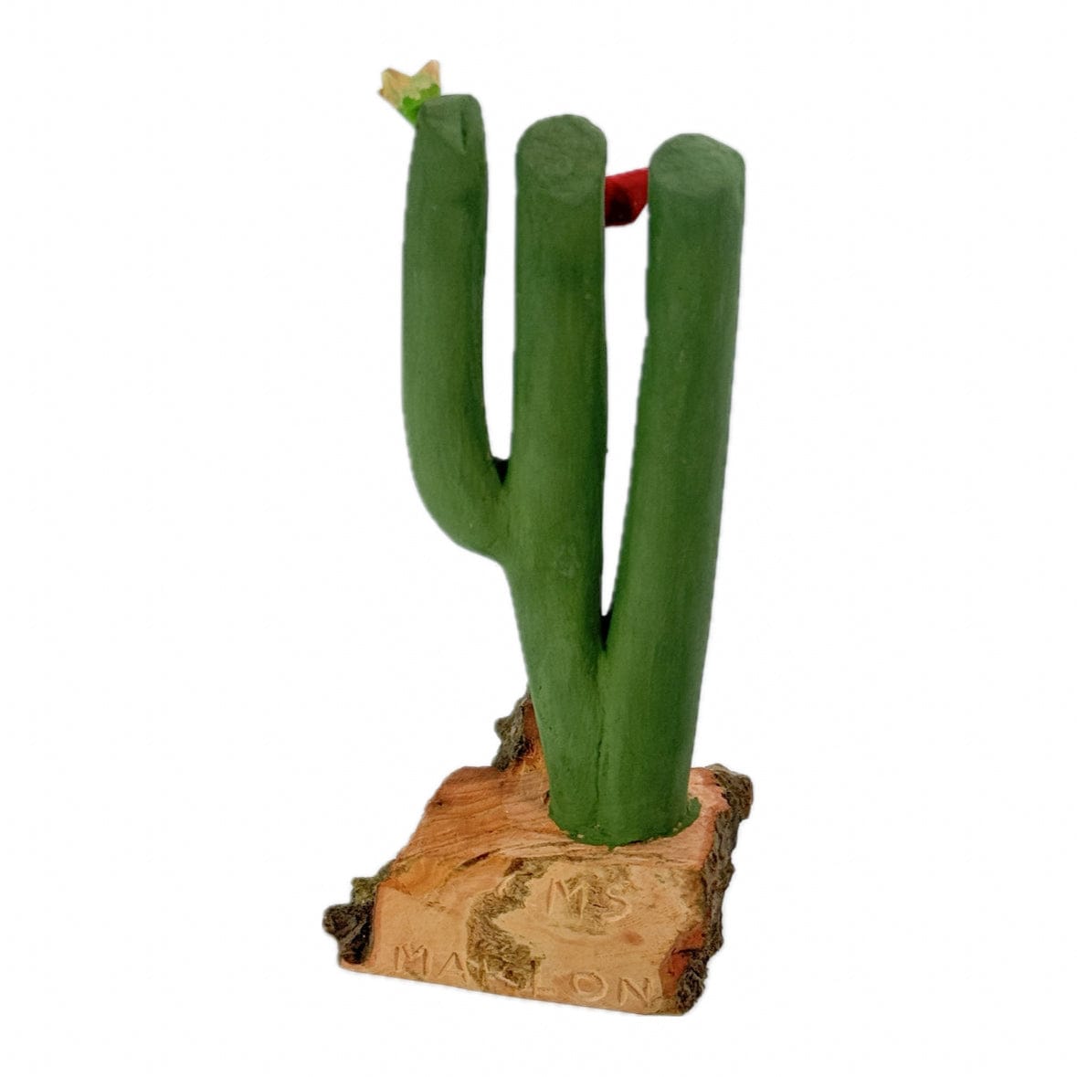 Escultura Cacto Talhado na Madeira CMS P 06