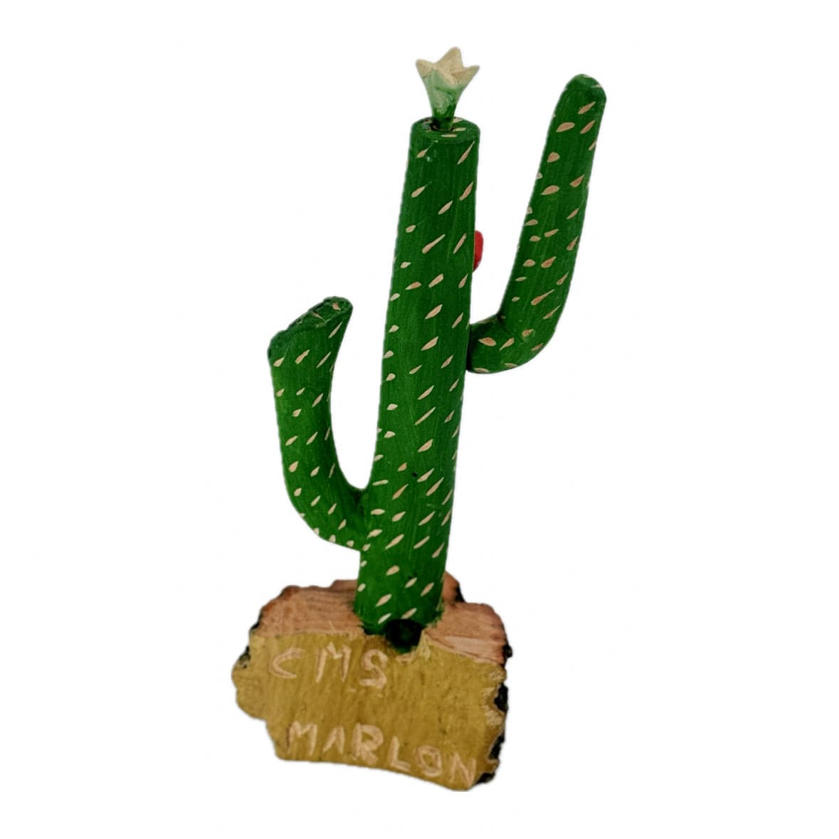 Escultura Cacto Talhado na Madeira CMS P 10