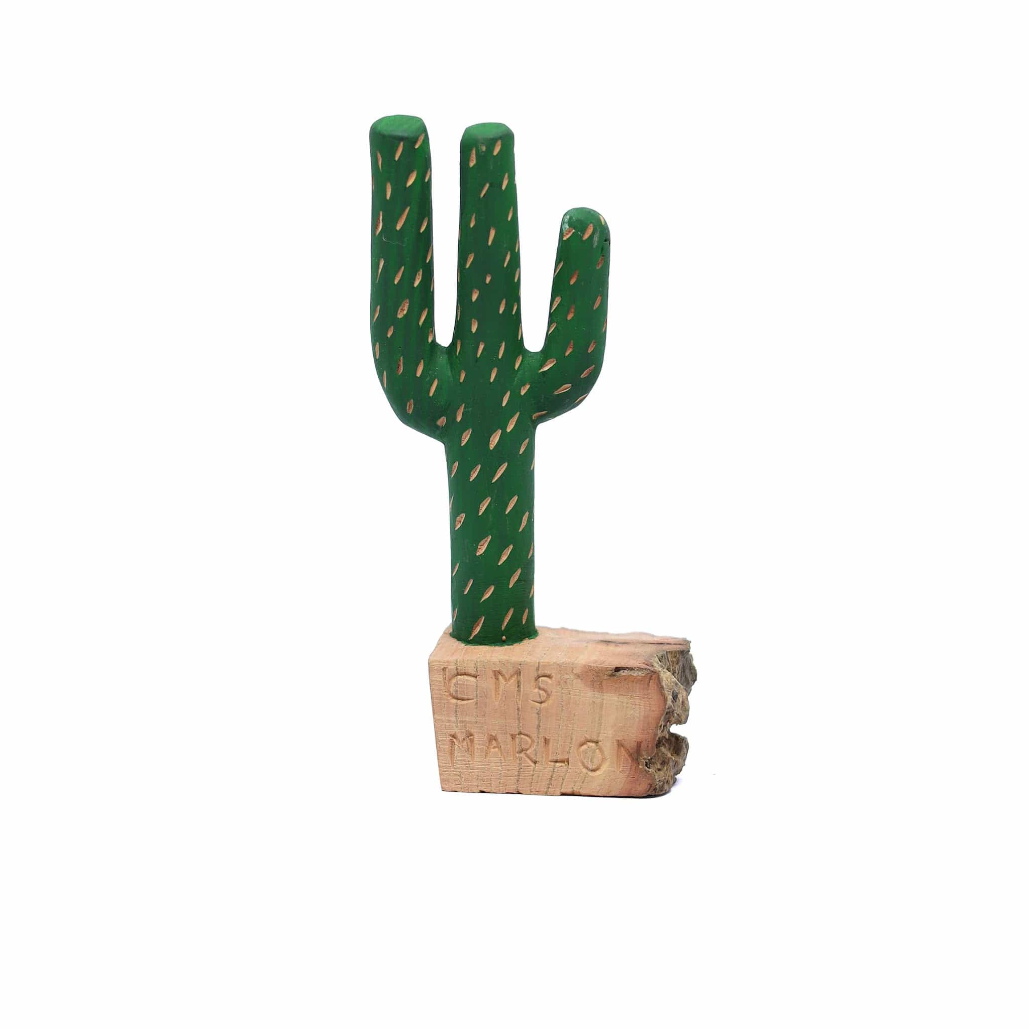 Escultura Cacto Talhado na Madeira CMS P 10