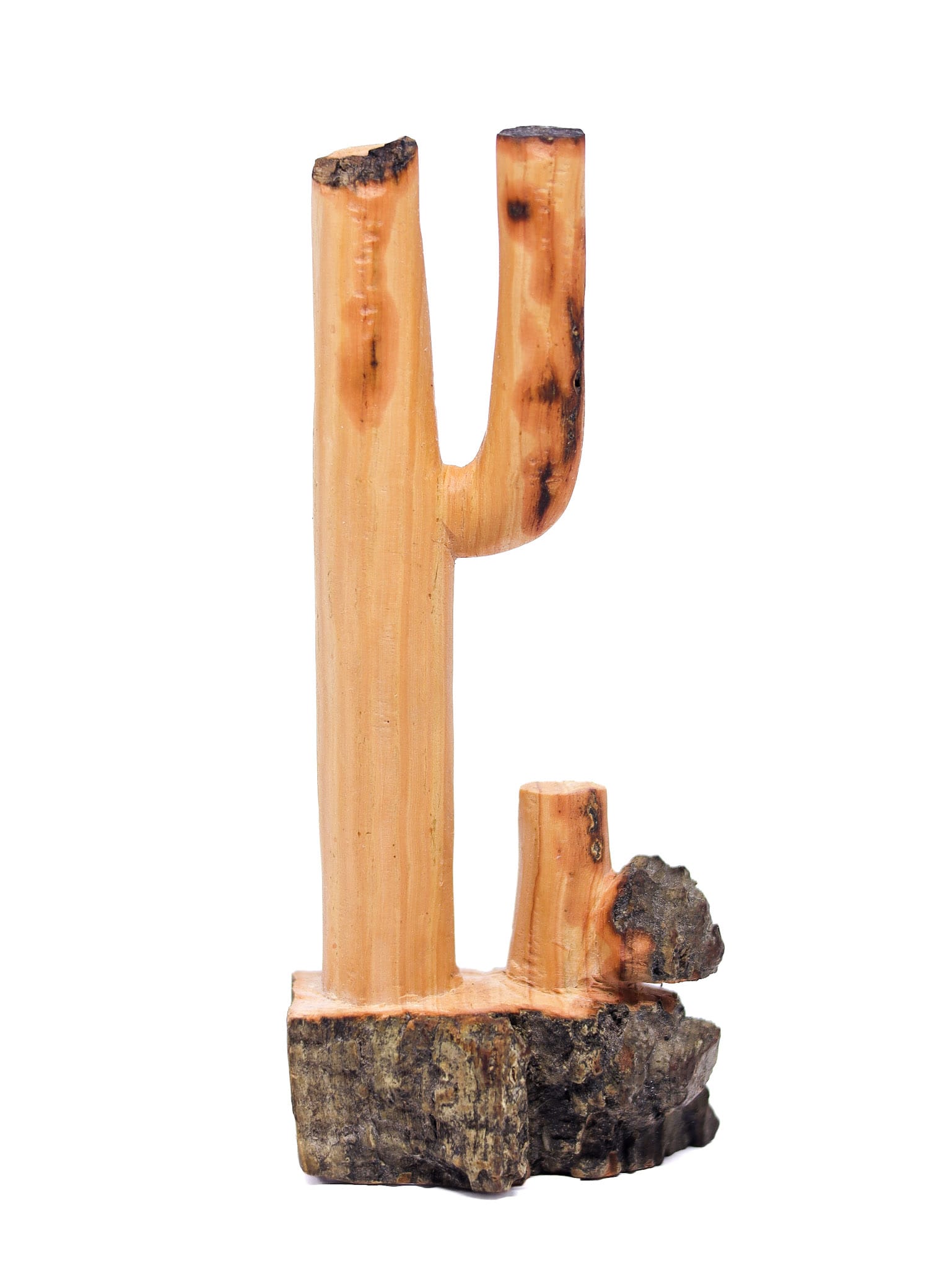 Escultura Cacto Talhado na Madeira CMS P