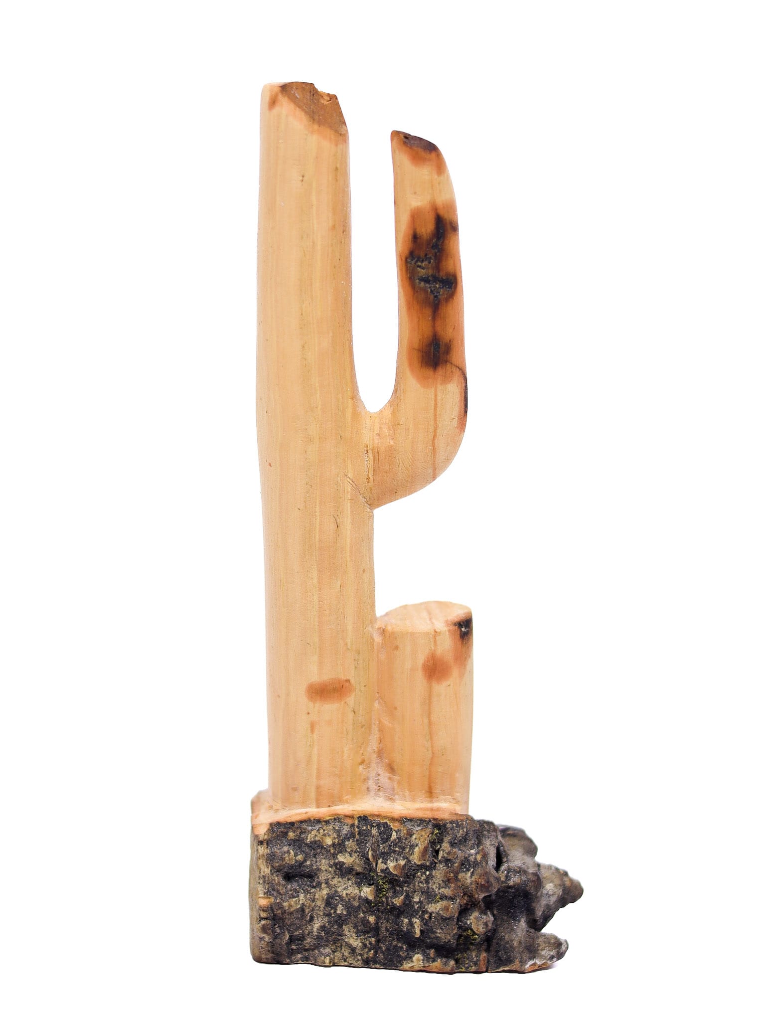 Escultura Cacto Talhado na Madeira CMS P