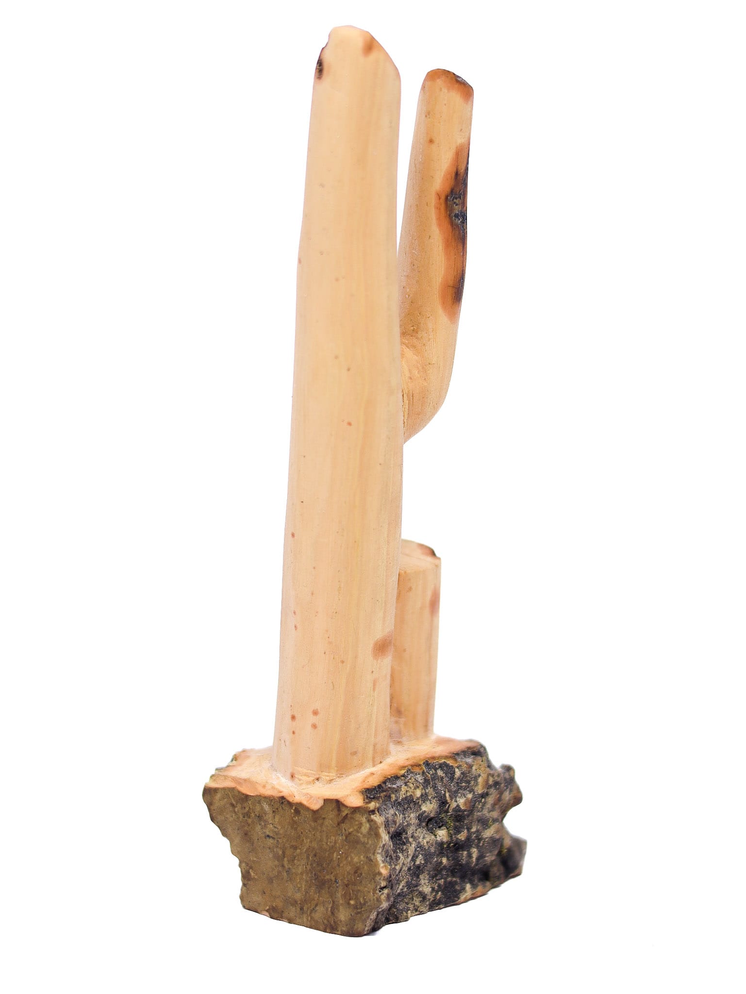 Escultura Cacto Talhado na Madeira CMS P