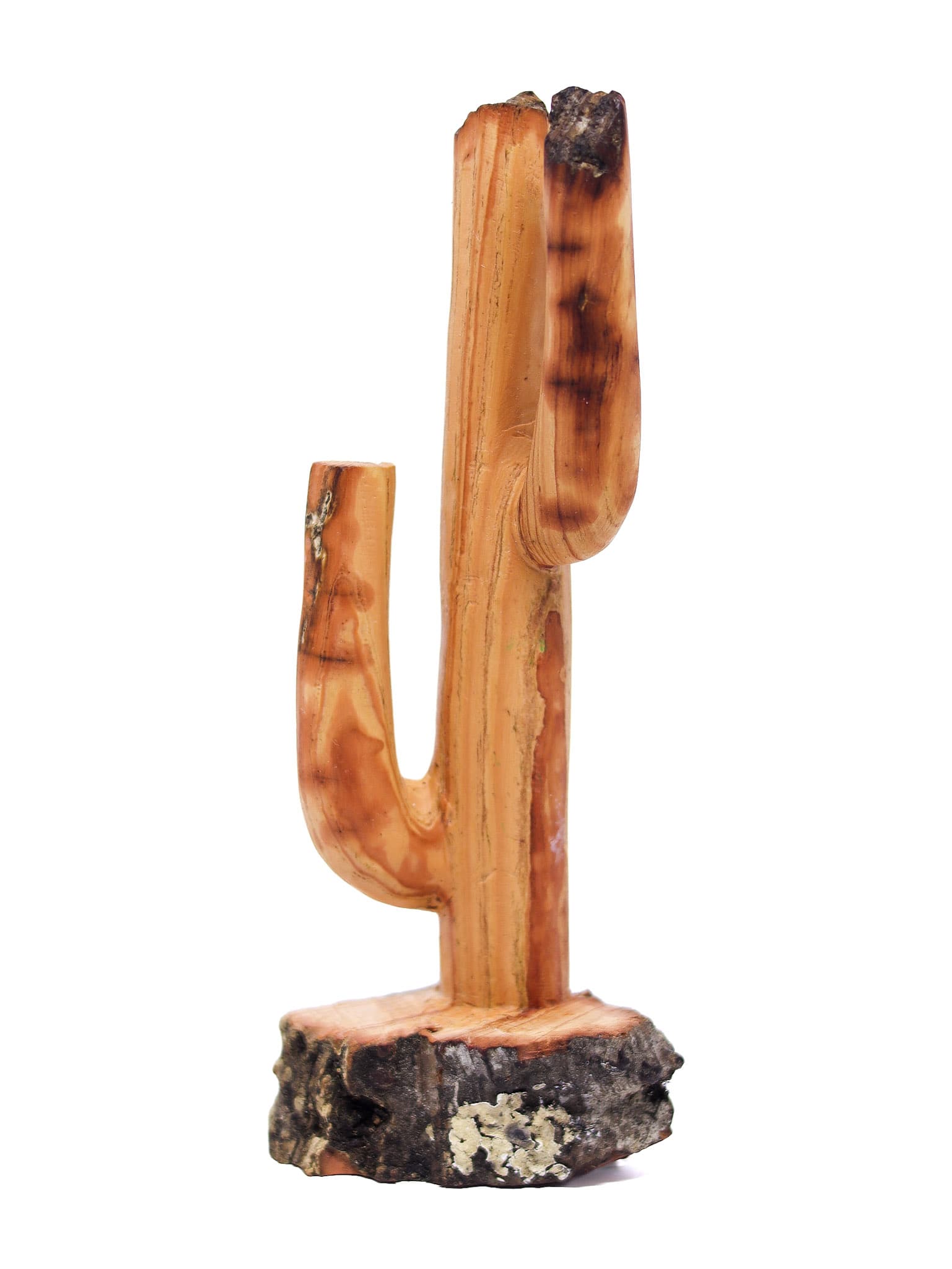Escultura Cacto Talhado na Madeira CMS P