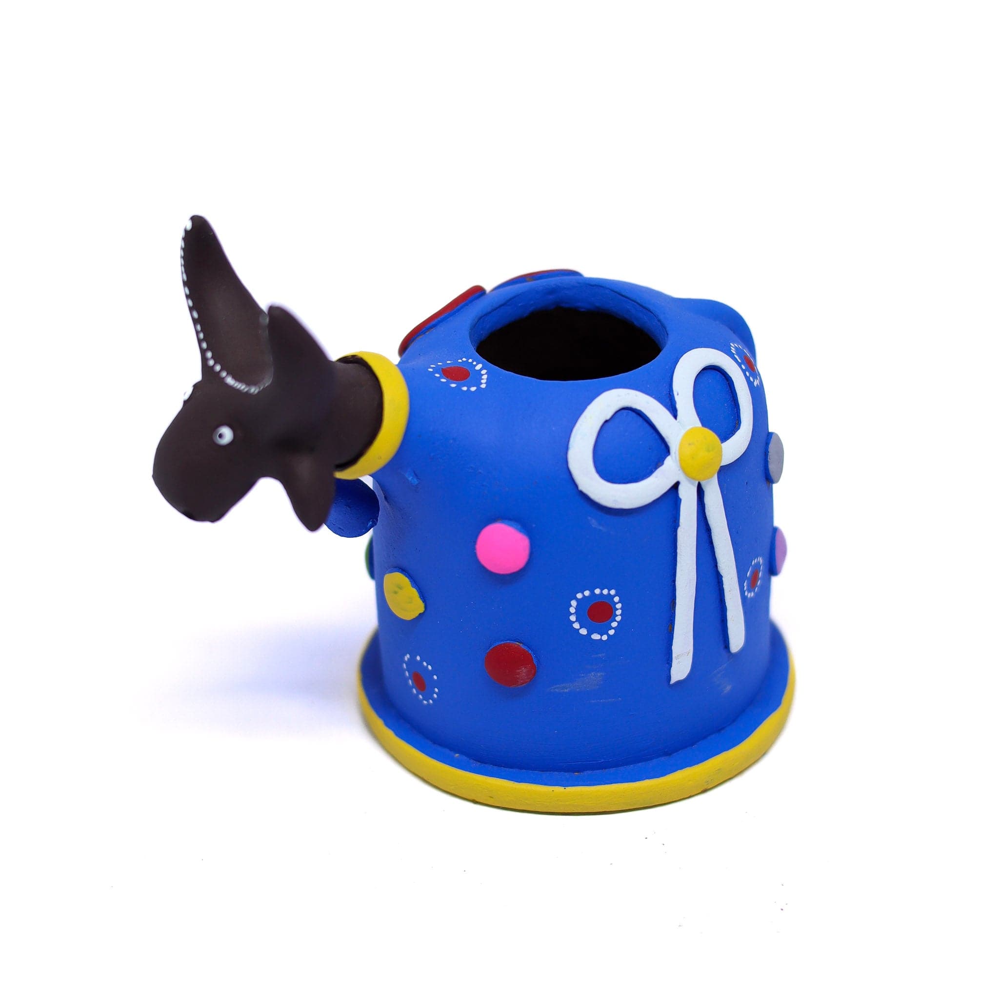 Escultura Bumbinha Porta Lápis em Cerâmica Azul Escuro