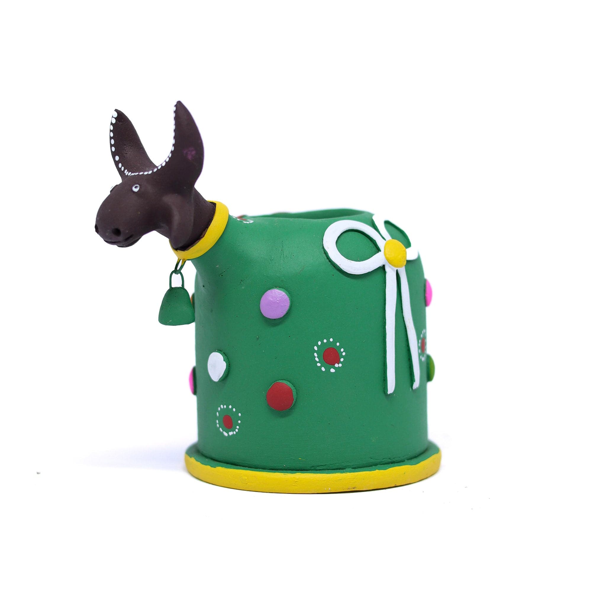 Escultura Bumbinha Porta Lápis em Cerâmica Verde