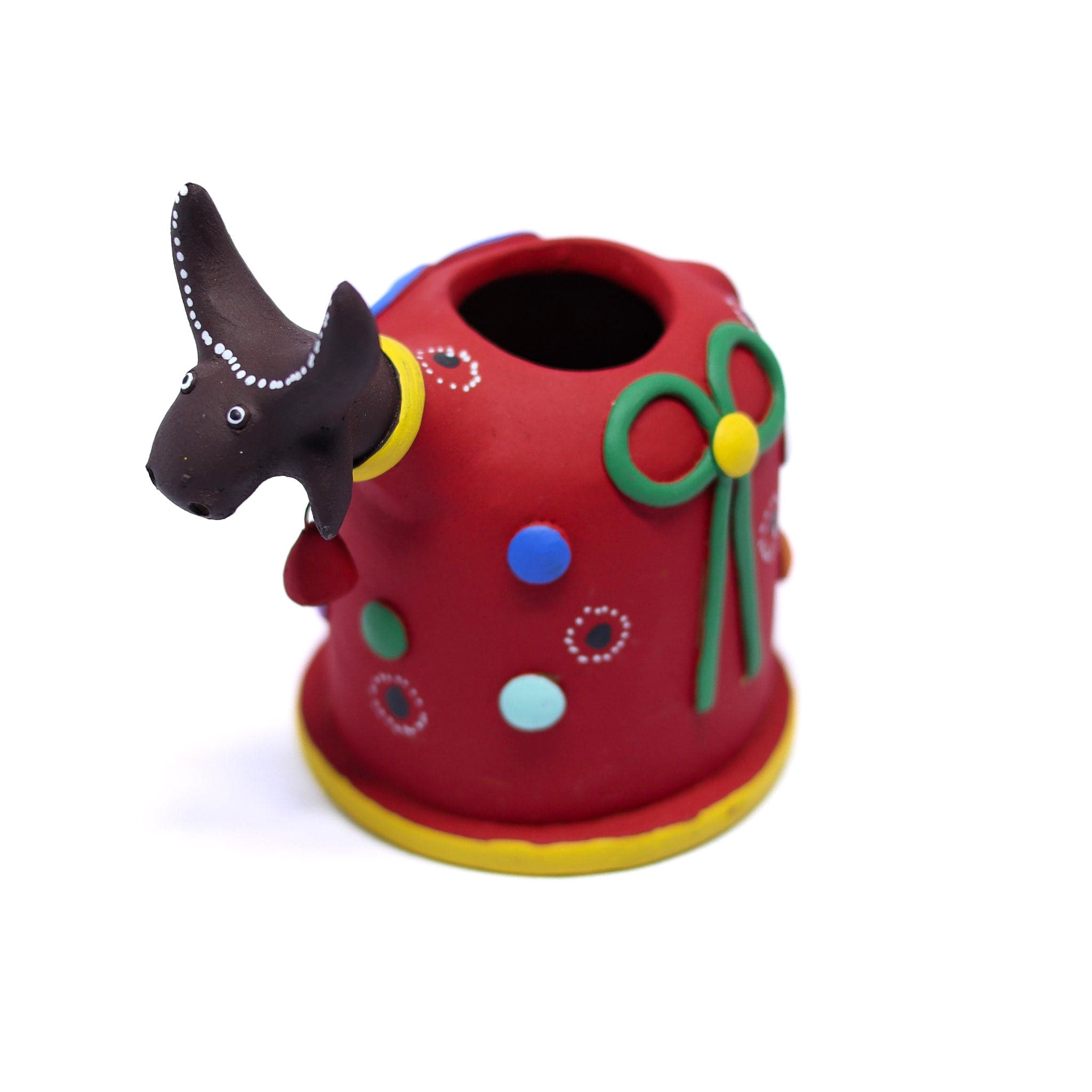 Escultura Bumbinha Porta Lápis em Cerâmica Vermelho