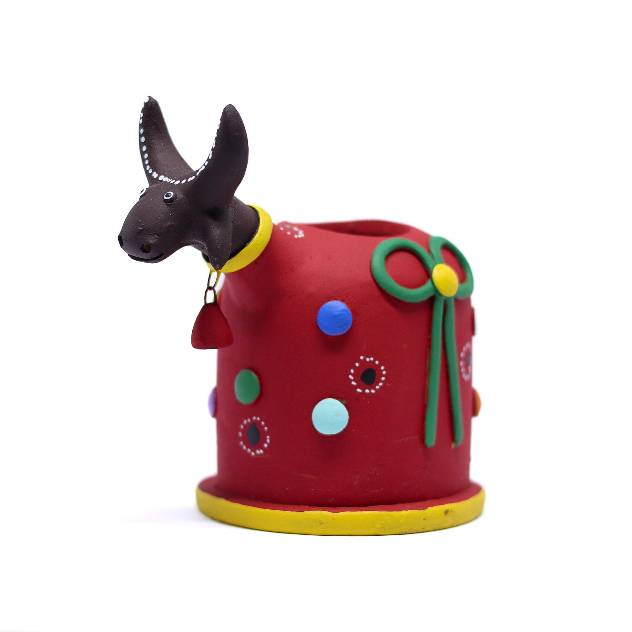 Escultura Bumbinha Porta Lápis em Cerâmica Vermelho