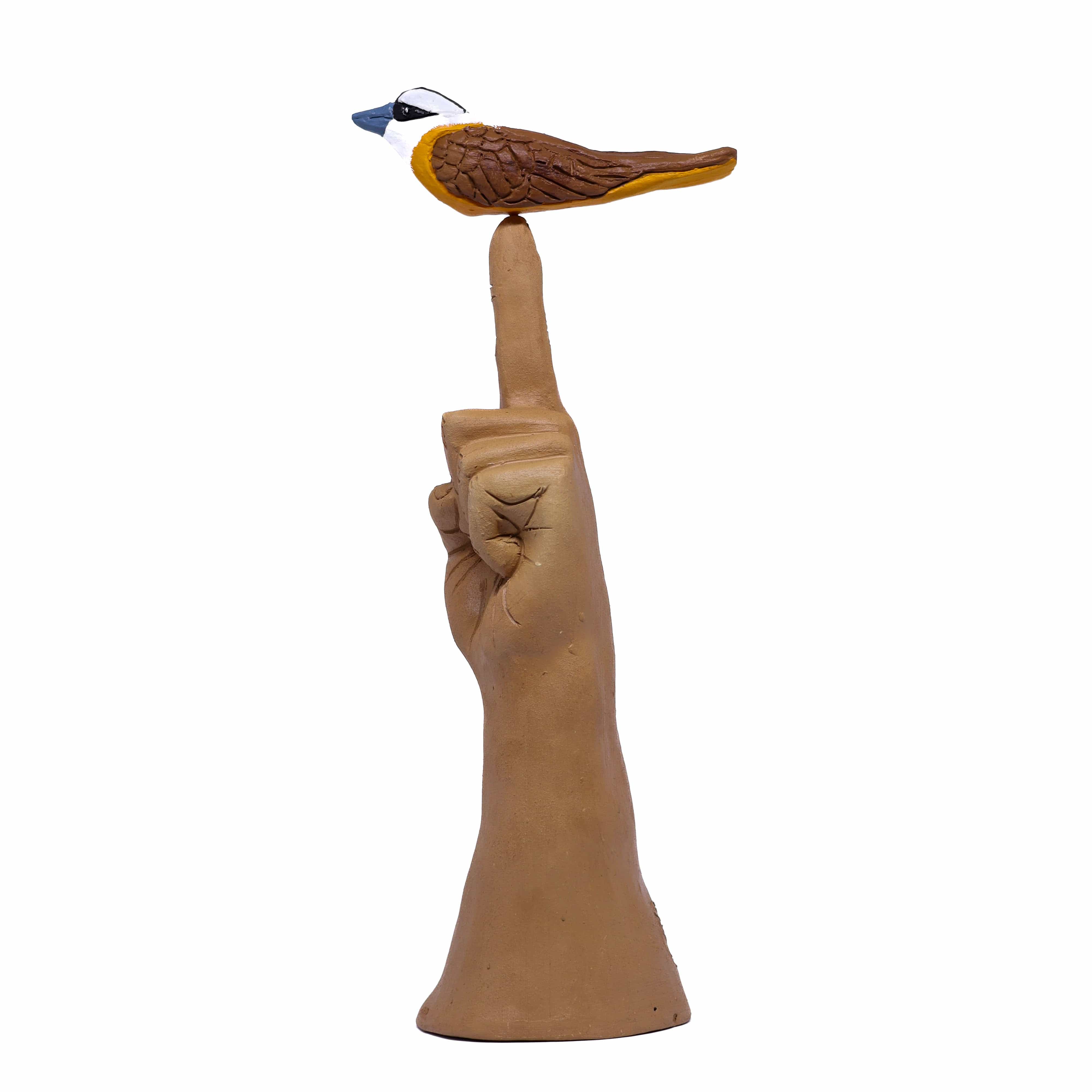 Escultura Amor Bem-te-vi em Cerâmica