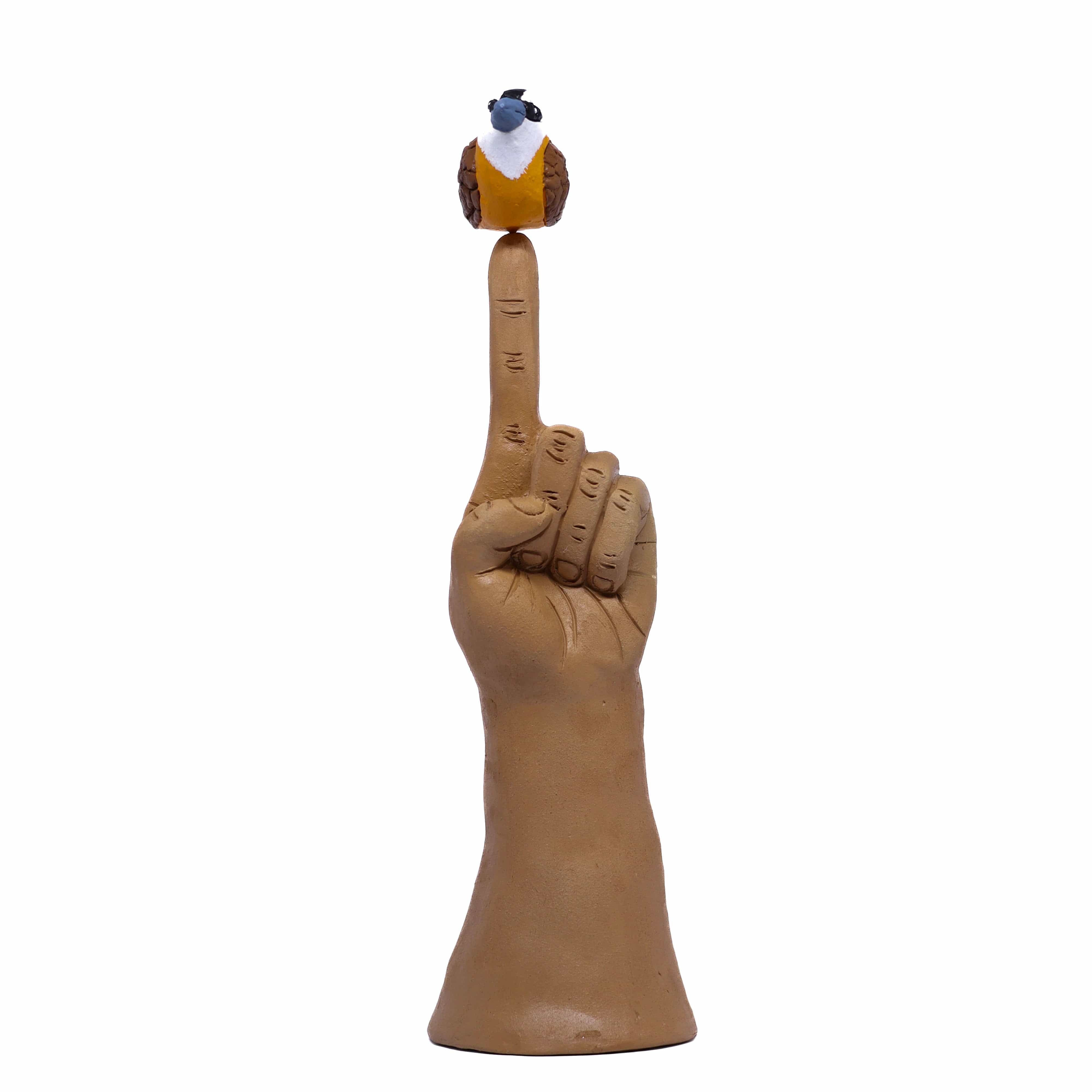 Escultura Amor Bem-te-vi em Cerâmica