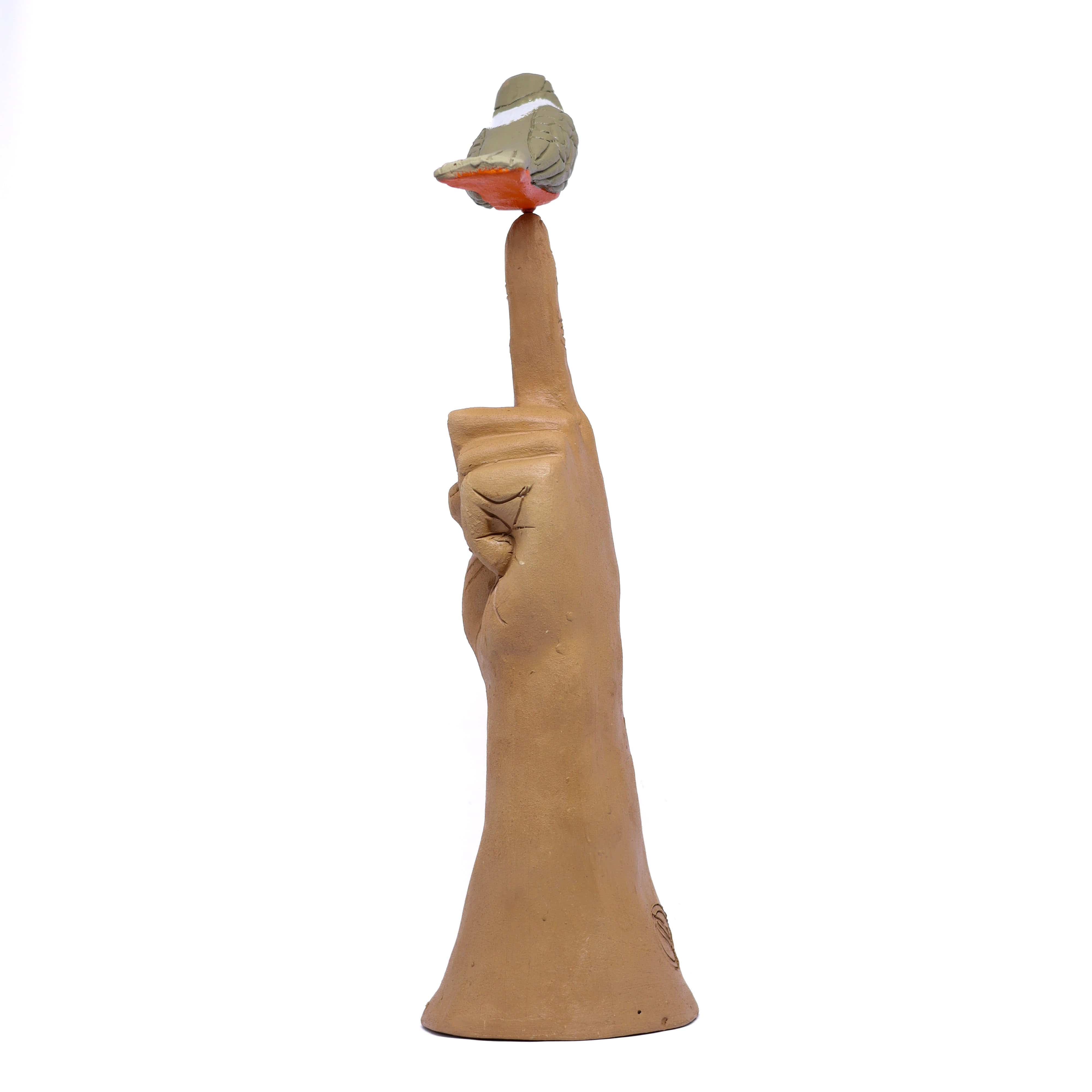 Escultura Amor Sabiá em Cerâmica
