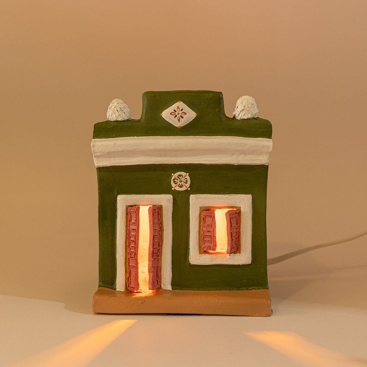 Luminária Artesanal - Casario Verde P